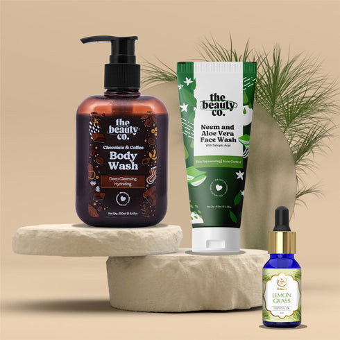 the beauty co Rejuvenation Kit | Body Wash and Face Wash and Lemongrass Essential Oil